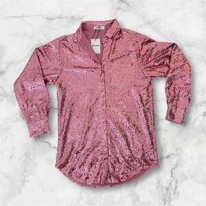 Showpo. Pink Sequin Shirtdress Size 2